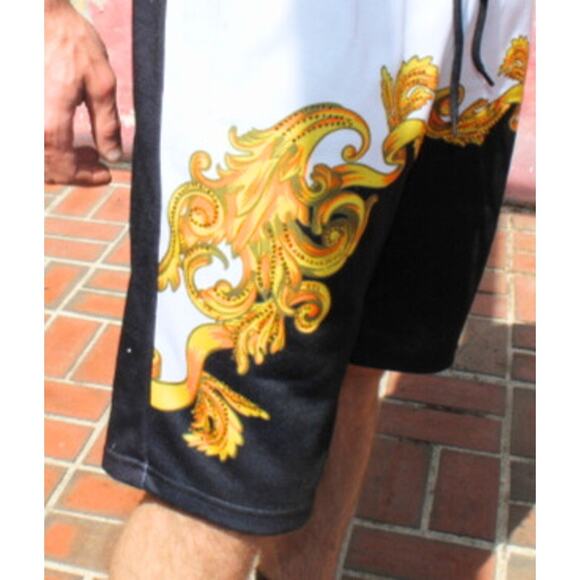 Reason Rhinestone Basketball Shorts Mens Sz S Gold Black White Colorful Dopamine - Picture 6 of 9